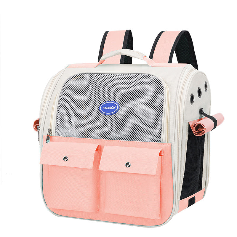 HKM-3131709 Portable Breathable Pet Backpack in Milky White, Gray, Green, Blue, and Pink
