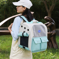 HKM-3131709 Portable Breathable Pet Backpack in Milky White, Gray, Green, Blue, and Pink