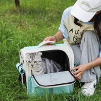 HKM-3131709 Portable Breathable Pet Backpack in Milky White, Gray, Green, Blue, and Pink