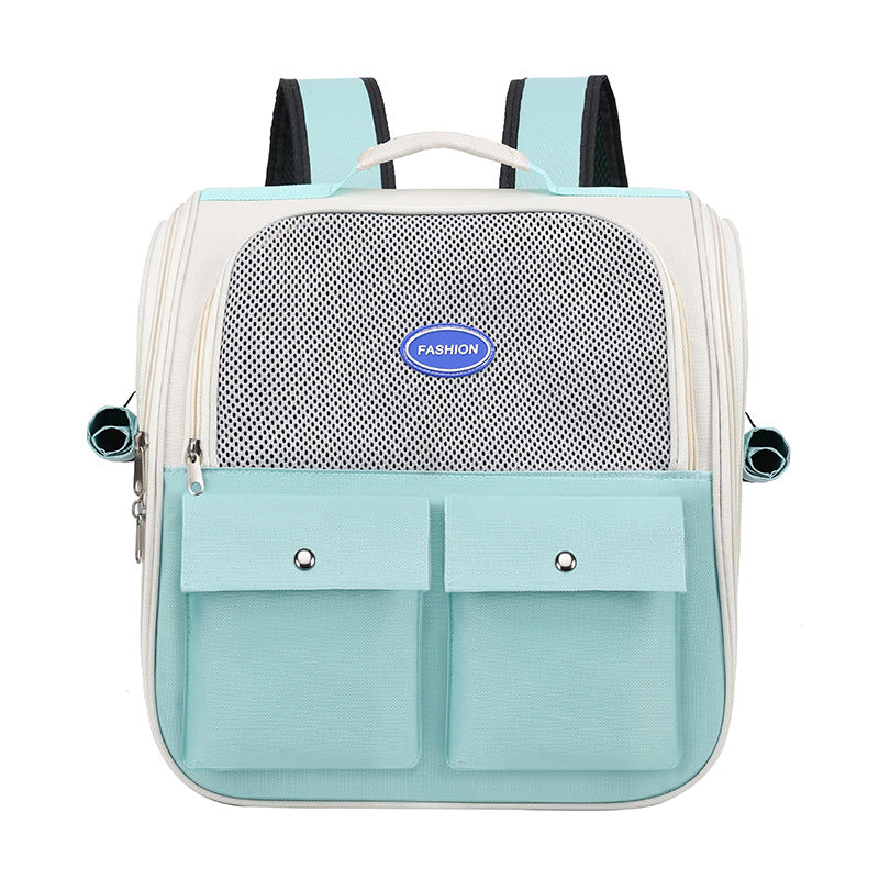 HKM-3131709 Portable Breathable Pet Backpack in Milky White, Gray, Green, Blue, and Pink