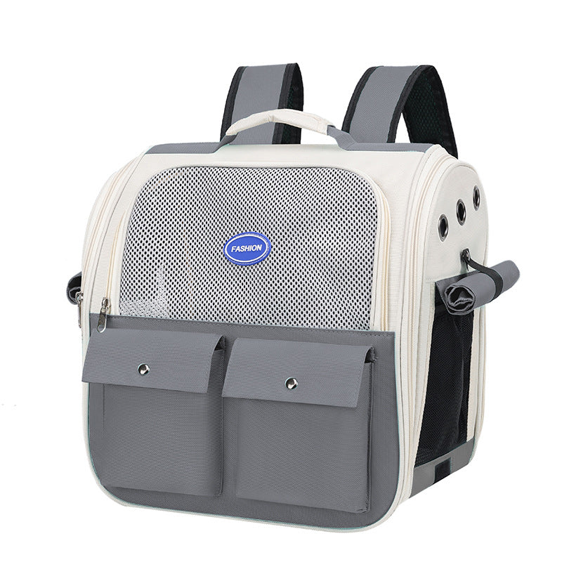 HKM-3131709 Portable Breathable Pet Backpack in Milky White, Gray, Green, Blue, and Pink