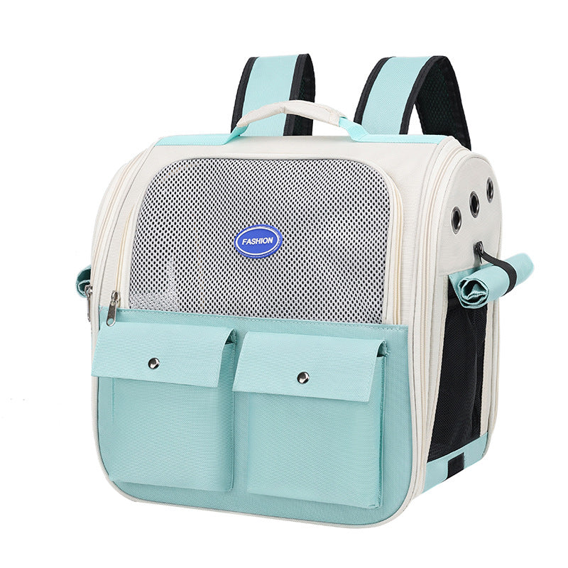 HKM-3131709 Portable Breathable Pet Backpack in Milky White, Gray, Green, Blue, and Pink