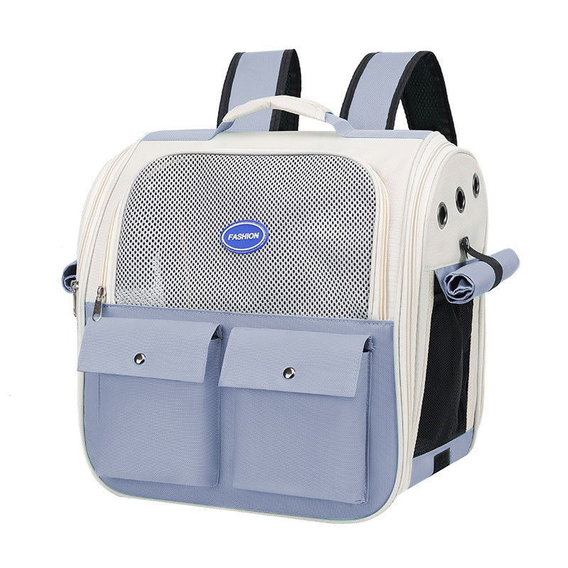 HKM-3131709 Portable Breathable Pet Backpack in Milky White, Gray, Green, Blue, and Pink