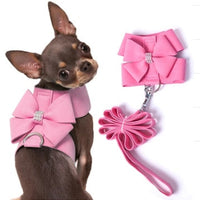 HKM-313171 Rhinestone Dog Harness in Pink, Blue, and Orange - Soft Microfiber for Comfort and Durability