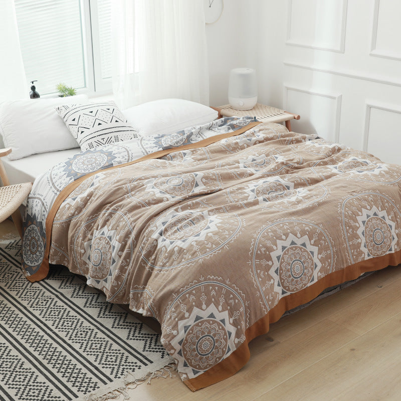 HKM-313299 Cooling Cotton Gauze Blanket for Summer Comfort - Soft and Breathable Towel Design