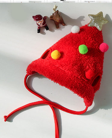 HKM-3133629 Christmas Cartoon Dog Cat Saliva Towel Bib and Hats for Pets up to 15kg