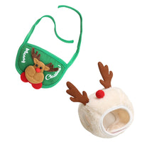 HKM-3133629 Christmas Cartoon Dog Cat Saliva Towel Bib and Hats for Pets up to 15kg