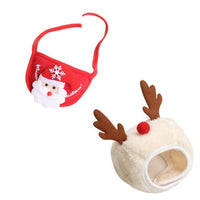 HKM-3133629 Christmas Cartoon Dog Cat Saliva Towel Bib and Hats for Pets up to 15kg