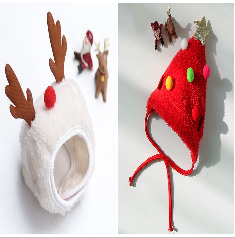HKM-3133629 Christmas Cartoon Dog Cat Saliva Towel Bib and Hats for Pets up to 15kg