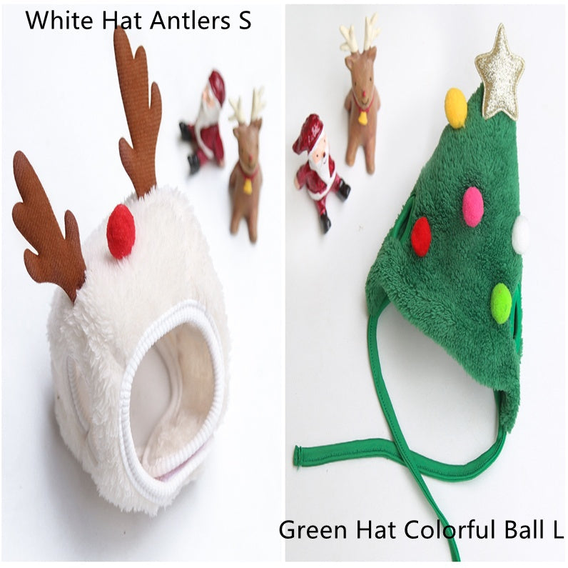 HKM-3133629 Christmas Cartoon Dog Cat Saliva Towel Bib and Hats for Pets up to 15kg
