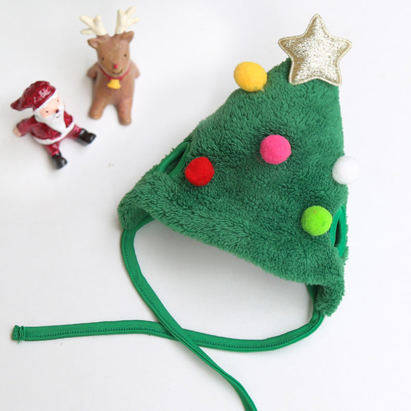 HKM-3133629 Christmas Cartoon Dog Cat Saliva Towel Bib and Hats for Pets up to 15kg