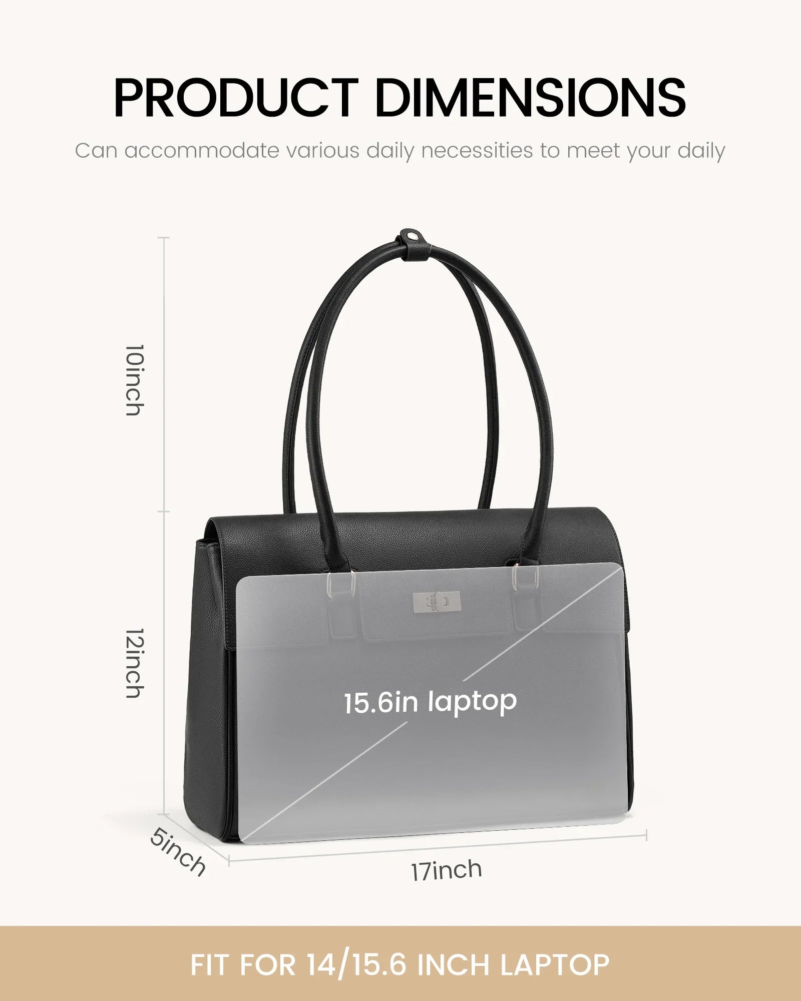 HKM-313363 Waterproof PU Leather Laptop Tote Bag for 15.6 Inch Laptops - Stylish Office Handbag and Messenger Bag