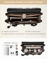 HKM-313363 Waterproof PU Leather Laptop Tote Bag for 15.6 Inch Laptops - Stylish Office Handbag and Messenger Bag