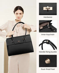 HKM-313363 Waterproof PU Leather Laptop Tote Bag for 15.6 Inch Laptops - Stylish Office Handbag and Messenger Bag