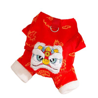 HKM-3134013 Lunar New Year Lion Dance Pet Jumpsuit with Faux Fur Trim and Embroidery