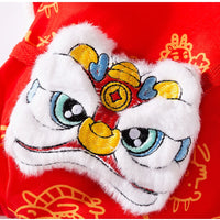 HKM-3134013 Lunar New Year Lion Dance Pet Jumpsuit with Faux Fur Trim and Embroidery