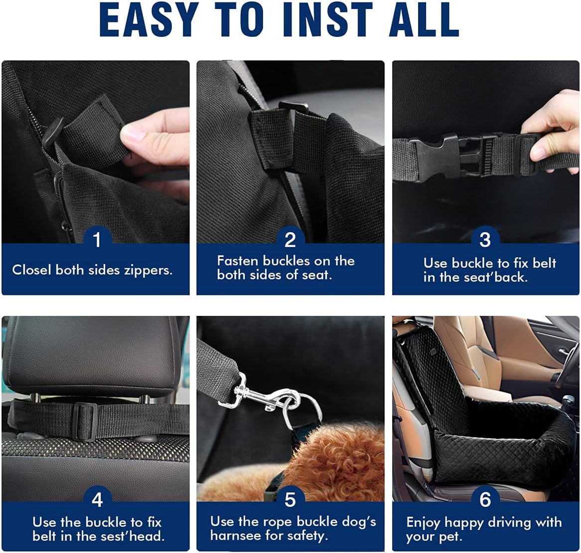 HKM-3134269 Breathable Pet Car Hanging Bag with Waterproof Cushion for Dog Comfort and Safety