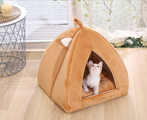 HKM-3135293 Cartoon Triangle Shaped Pet Nest for Dogs and Cats - Soft Plush with High Elastic Filling
