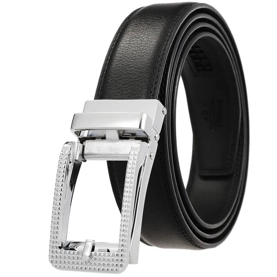 HKM-313683 Men's 3.0CM Cowhide Leather Belt with Durable Buckle