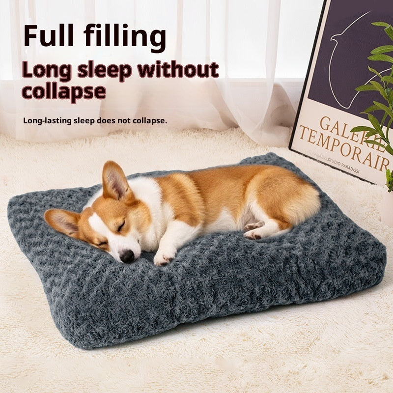 HKM-3137085 Thick Embossed Velvet Pet Mat in Dark Gray - Multiple Sizes Available