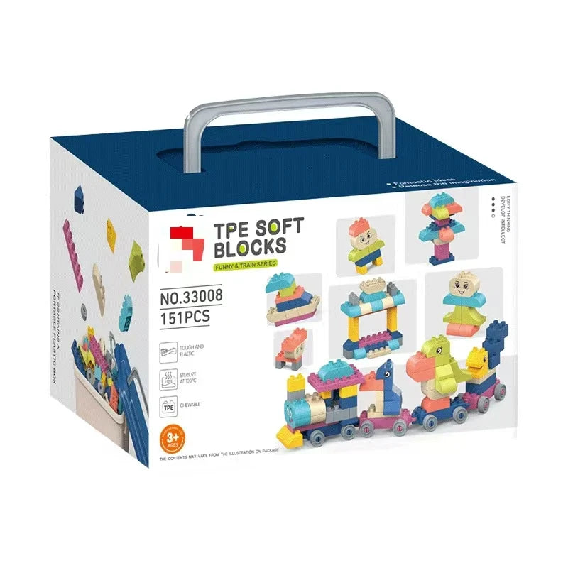 HKM-313811 Soft TPE Building Blocks Set for Children - Educational & Creative Toy, Ideal for Ages 2-14