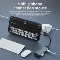HKM-313875 4-in-1 USB 3.0 Hub Adapter for iPhone, Type-C Headphone Jack & Lightning Charging OTG Function