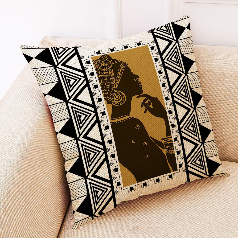HKM-313875 Artistic Geometric Cotton and Linen Pillowcase – 45*45 cm, Soft Velvet and Encrypted Linen Options
