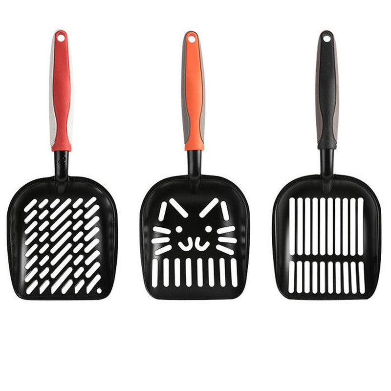 HKM-313875 Extra Large Black Coated Aluminum Alloy Cat Litter Shovel with Multiple Hole Options for Efficient Waste Removal