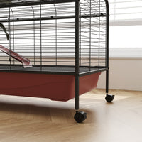 HKM-3138877 48" Large Small Animal Cage with Feeder, Rolling Wheels, Platform, and Ramp for Rabbits and Ferrets