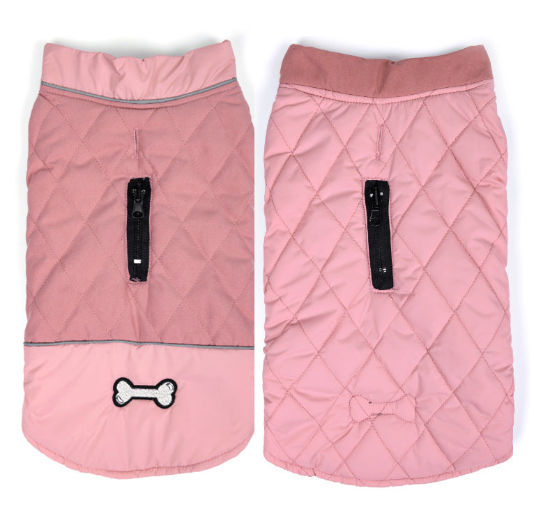 HKM-3139645 Double-Sided Waterproof Dog Jacket with Adjustable Closures and Leash Openings