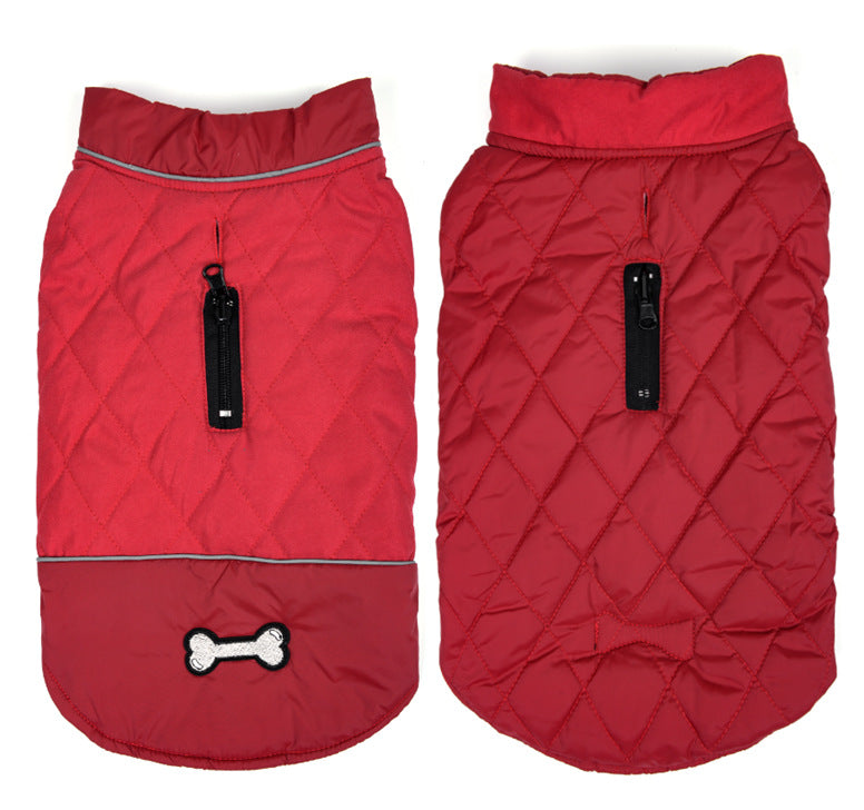 HKM-3139645 Double-Sided Waterproof Dog Jacket with Adjustable Closures and Leash Openings