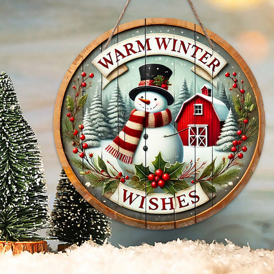HKM-314259 Wooden Christmas Party Doorplate Decoration Pendant, 20x20cm
