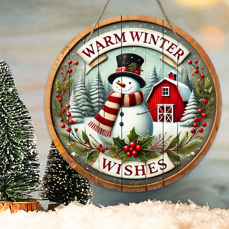 HKM-314259 Wooden Christmas Party Doorplate Decoration Pendant, 20x20cm