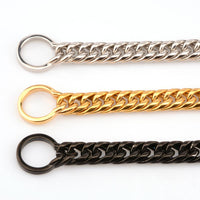 HKM-3142973 Stainless Steel Dog Collar and Leash Set for Bulldogs and Pitbulls - Available in Gold and White