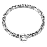 HKM-3142973 Stainless Steel Dog Collar and Leash Set for Bulldogs and Pitbulls - Available in Gold and White