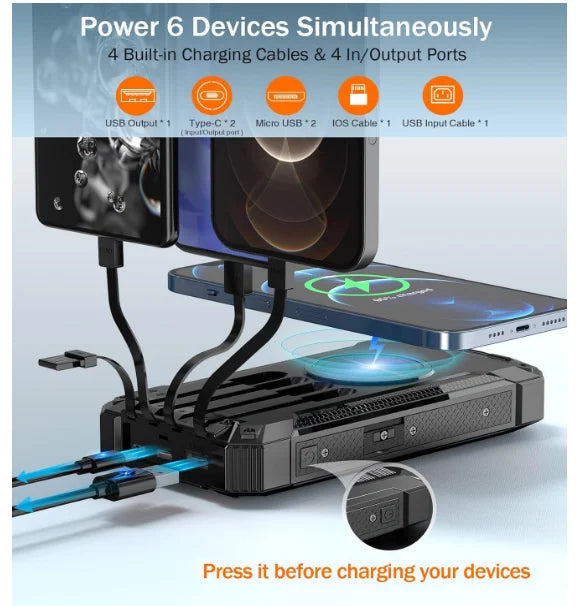 HKM-314323 Outdoor Waterproof Solar Power Bank 20000mAh with Fast Charging Portable Charger for Mobile Devices