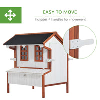 HKM-3144637 Wooden Chicken Coop with Nesting Box, Ramp, and Portable Design for Backyard Poultry Care