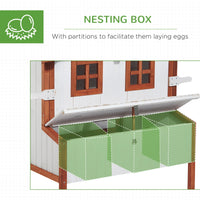 HKM-3144637 Wooden Chicken Coop with Nesting Box, Ramp, and Portable Design for Backyard Poultry Care