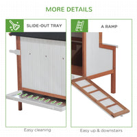 HKM-3144637 Wooden Chicken Coop with Nesting Box, Ramp, and Portable Design for Backyard Poultry Care