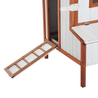 HKM-3144637 Wooden Chicken Coop with Nesting Box, Ramp, and Portable Design for Backyard Poultry Care
