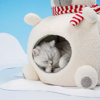 HKM-3145021 Cozy Bear Sponge Cat Nest - Warm and Soft Pet Bed for All Seasons