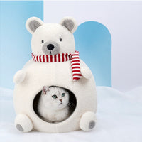 HKM-3145021 Cozy Bear Sponge Cat Nest - Warm and Soft Pet Bed for All Seasons