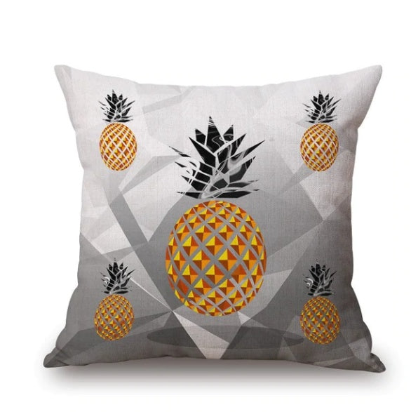 HKM-314515 Pineapple Print Linen Cushion Cover - Simple Modern Design, 45x45cm