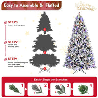 HKM-314579 8ft White Snow Artificial Christmas Tree with LED Light Display