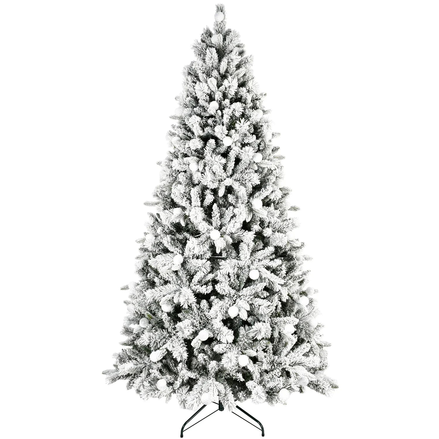 HKM-314579 8ft White Snow Artificial Christmas Tree with LED Light Display