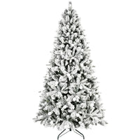 HKM-314579 8ft White Snow Artificial Christmas Tree with LED Light Display