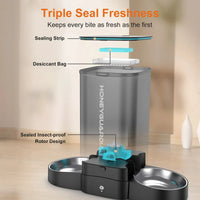 HKM-314579 Automatic Smart Pet Feeder with App Control for Two Cats - Elegant Design and Even Food Distribution