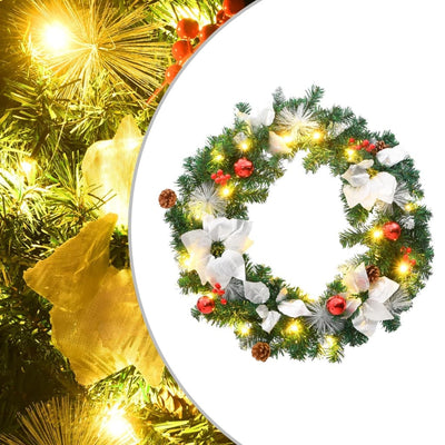 HKM-314771 LED Christmas Wreath 60 cm with Decorative Baubles and USB Power Source