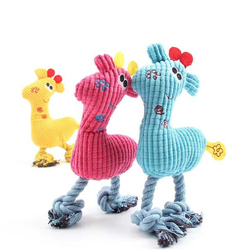 HKM-3148221 Soft Plush Deer Dog Toy with Sound and Corn Grain Texture for Dogs and Cats