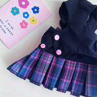 HKM-3149117 Lightweight Purple Plaid Dog Skirt with Leash for Small to Extra Large Breeds